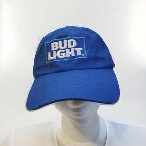 Bud Blue Baseball Cap/ Hat, white embroidered Bud Light Logo on front (I)‎